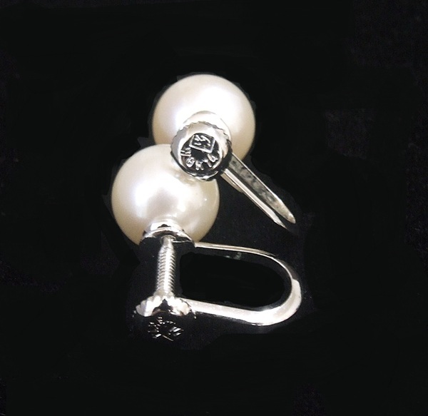 * наличие большой ликвидация! супер выгода цена!#..* глянец. красивый книга@ жемчуг!* 7.5mm *... белый серьги * Hattori Seiko *