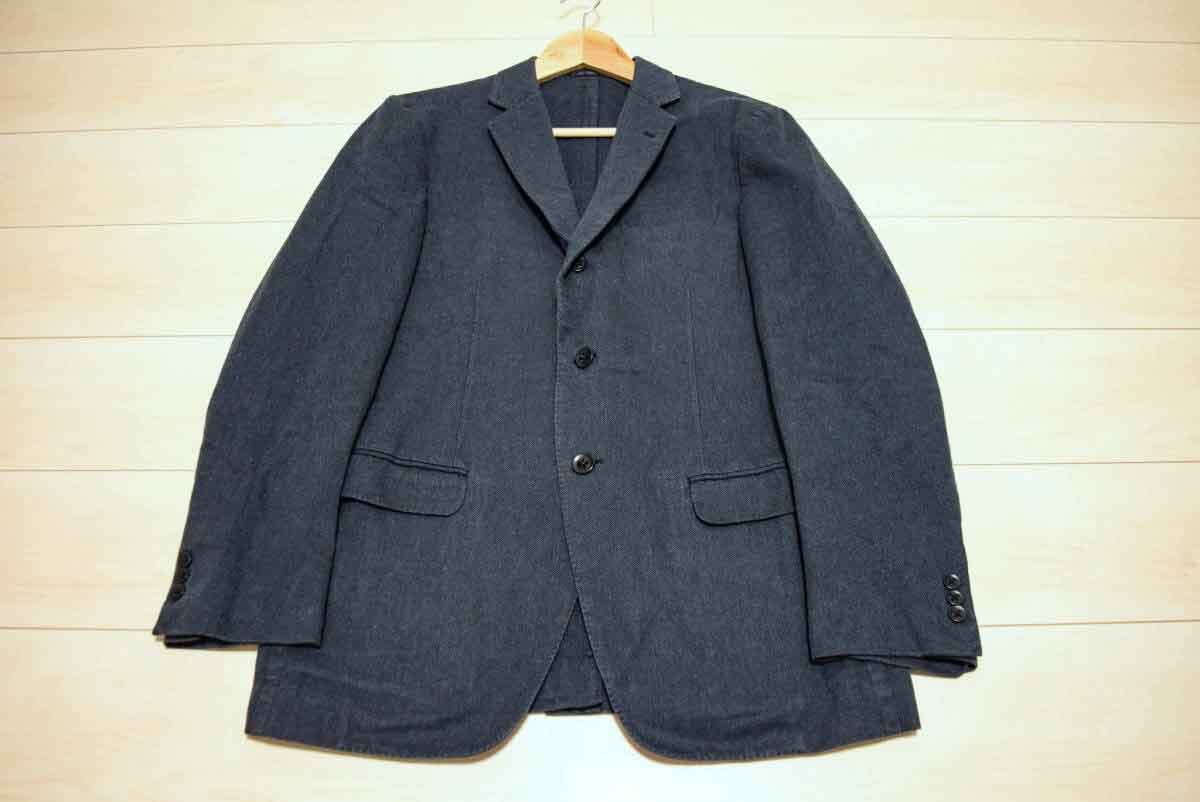 TOMORROWLAND トゥモローランド 3釦 コットン100% 紺 テーラード ブレザー ジャケット L (H0032005)_画像1