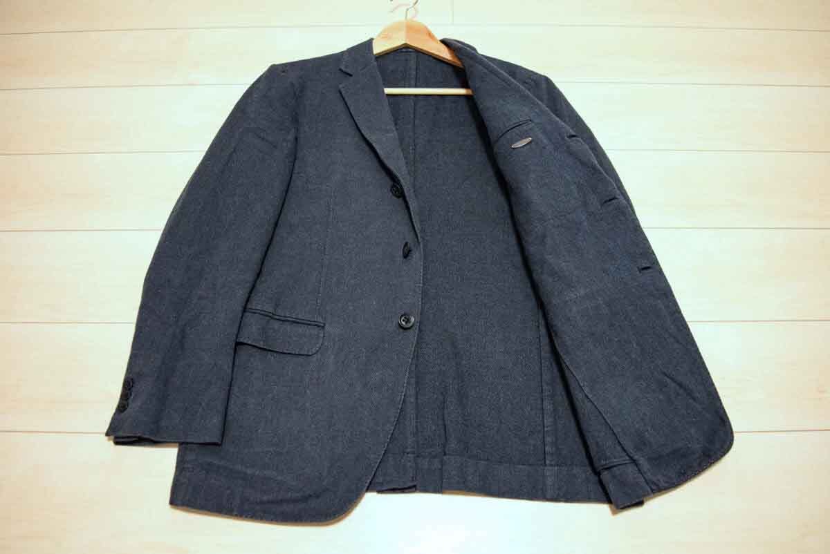 TOMORROWLAND トゥモローランド 3釦 コットン100% 紺 テーラード ブレザー ジャケット L (H0032005)_画像2
