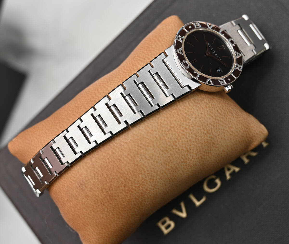 【メンテ/磨き済・極美品】ブルガリブルガリ BB 26 SS 26mm レディース （電池交換済）内寸～15.9ｃｍ『送料無料/離島除く』_画像5