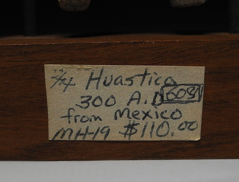 緑屋i■ 時代物 メキシコ 加彩 土器 土偶 人物像 女性像 一対(2点) 台付 メソアメリカ マヤ文明 インカ土器 i9/1114-2/29-6#60_画像7