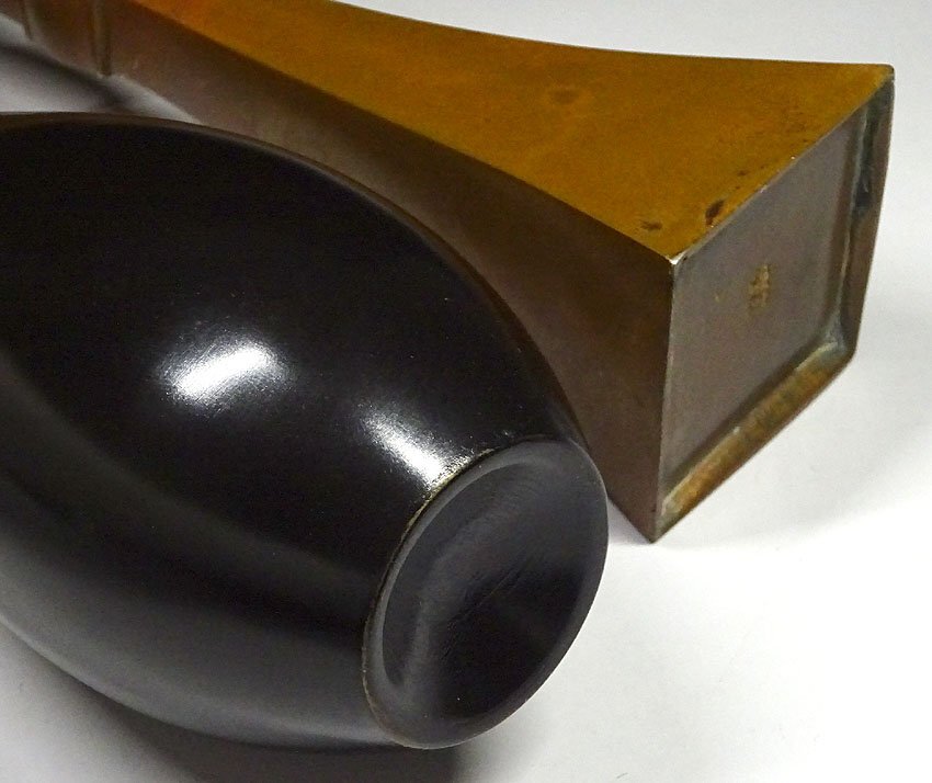 緑屋h■銅製 花瓶　2点　鶴首花入　幸雲 造　平安永宝堂 共箱　mae/10-351/22-3#80_画像6