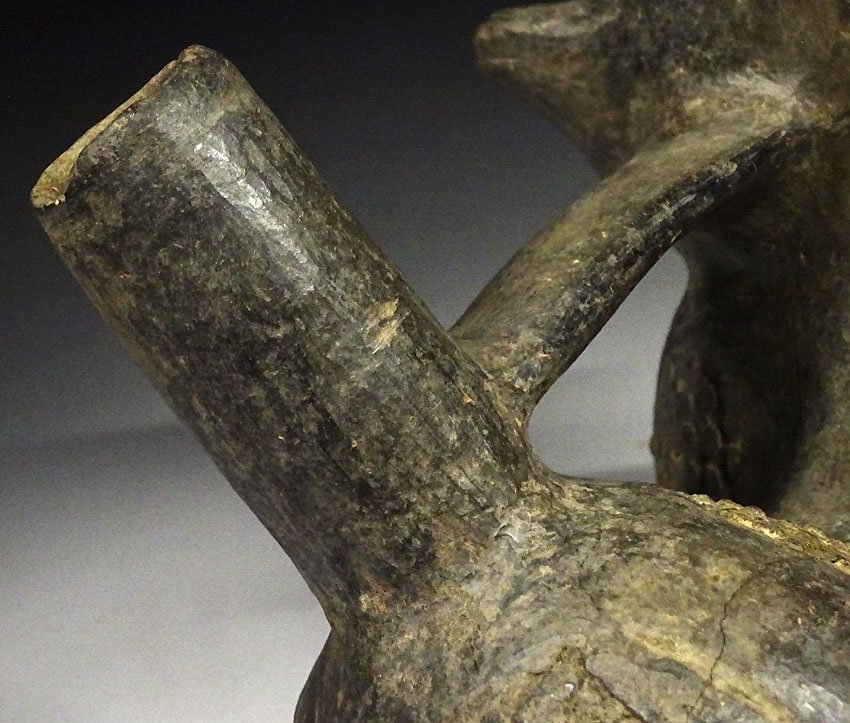 緑屋h■ 時代物　インカ マヤ文化　黒陶 人面 土器　アンデス文化　i9/10-6548/4-2#80_画像6