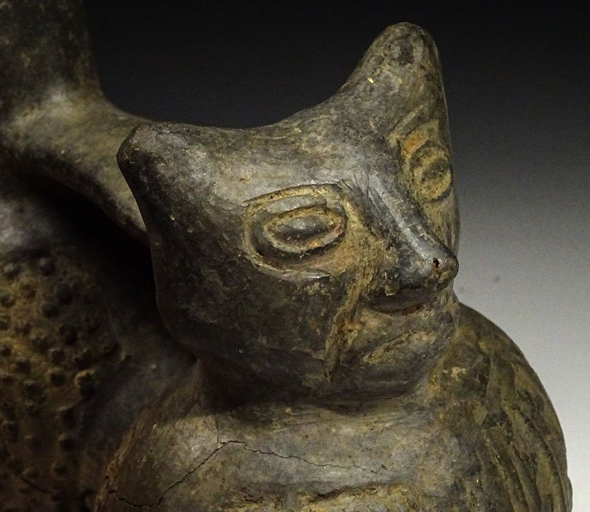 緑屋h■ 時代物　インカ マヤ文化　黒陶 人面 土器　アンデス文化　i9/10-6548/4-2#80_画像5