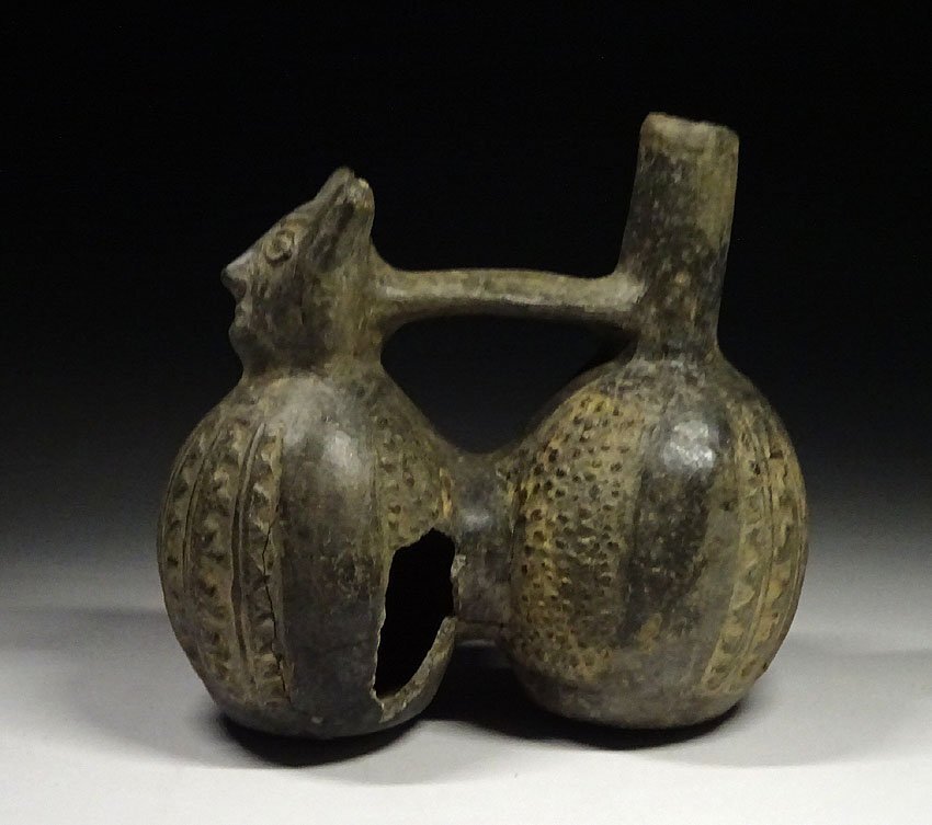 緑屋h■ 時代物　インカ マヤ文化　黒陶 人面 土器　アンデス文化　i9/10-6548/4-2#80_画像2