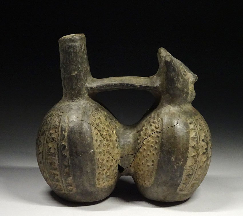 緑屋h■ 時代物　インカ マヤ文化　黒陶 人面 土器　アンデス文化　i9/10-6548/4-2#80_画像4