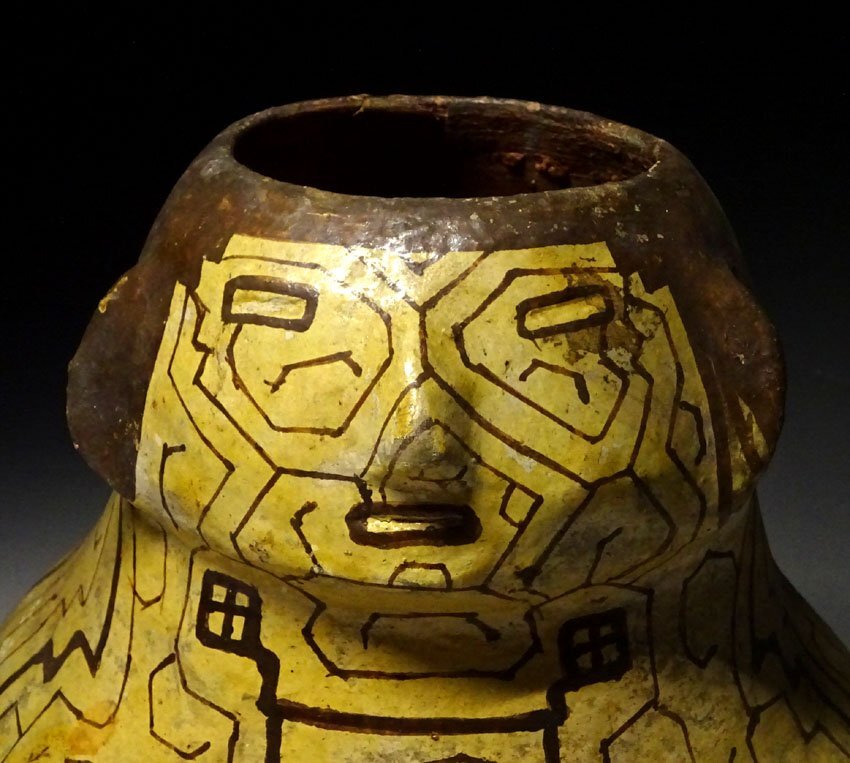 緑屋c■ 時代物　プレ インカ文化　彩陶 顔形 水注 土器　ペルー アンデス文化　i9/10-6669/5-3#80_画像7