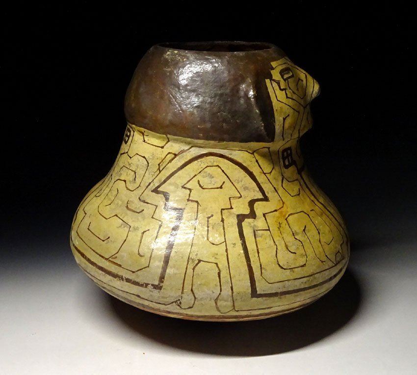 緑屋c■ 時代物　プレ インカ文化　彩陶 顔形 水注 土器　ペルー アンデス文化　i9/10-6669/5-3#80_画像3