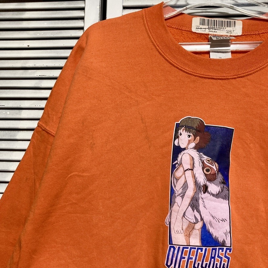 BPRN 1円スタート オレンジ エロ スウェット もののけ姫 フックアップス ヌード アニメ キャラ 映画 ムービー 90s 00s 古着 ベール 仕入れ_画像1