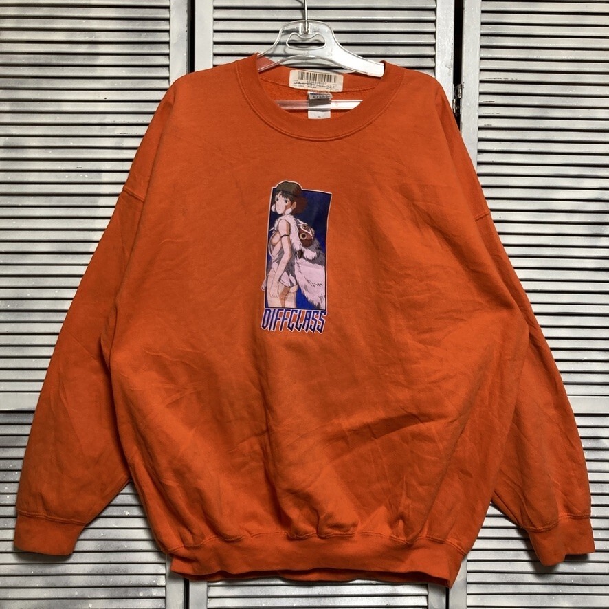 BPRN 1円スタート オレンジ エロ スウェット もののけ姫 フックアップス ヌード アニメ キャラ 映画 ムービー 90s 00s 古着 ベール 仕入れ_画像2