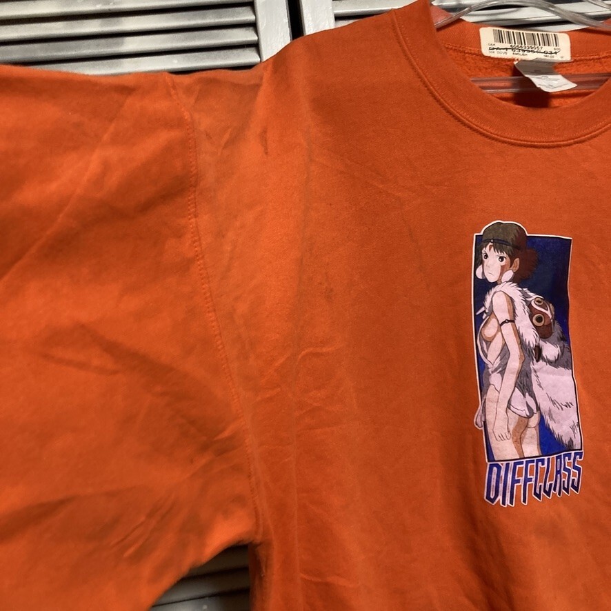 BPRN 1円スタート オレンジ エロ スウェット もののけ姫 フックアップス ヌード アニメ キャラ 映画 ムービー 90s 00s 古着 ベール 仕入れ_画像4