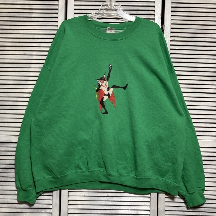 BPRO 1円スタート 緑 エロ スウェット ドロンジョ ヤッターマン 漫画 キャラ アニメ レトロ 昭和 90s 00s アメリカ 古着 ベール 卸 仕入れ_画像2