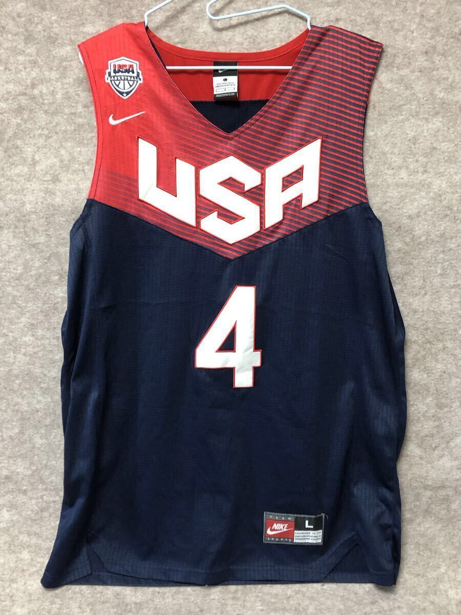 バスケットボール バスケ アメリカ代表 USA パリオリンピック ドリームチーム ユニフォーム 背番号4 ステファン カーリー Lサイズ_画像1