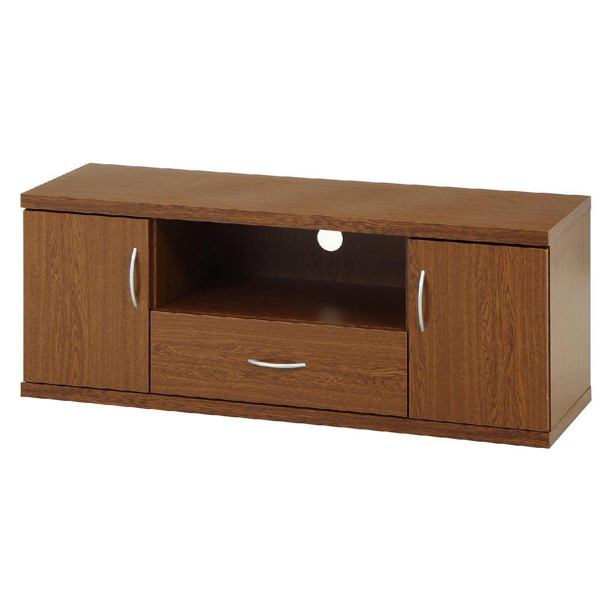 送料無料 引き出し付き テレビ台 ローボード 収納棚 テレビラック AVボード オープンラック 幅118cm奥行40cm高さ45cm オークブラウン 新品_画像1