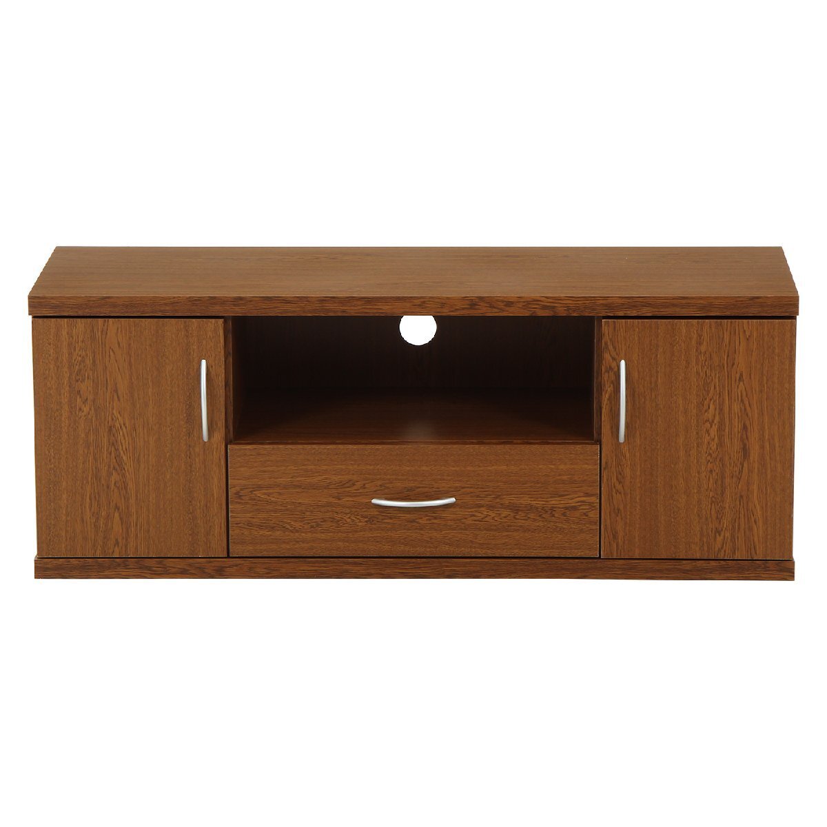 送料無料 引き出し付き テレビ台 ローボード 収納棚 テレビラック AVボード オープンラック 幅118cm奥行40cm高さ45cm オークブラウン 新品_画像7