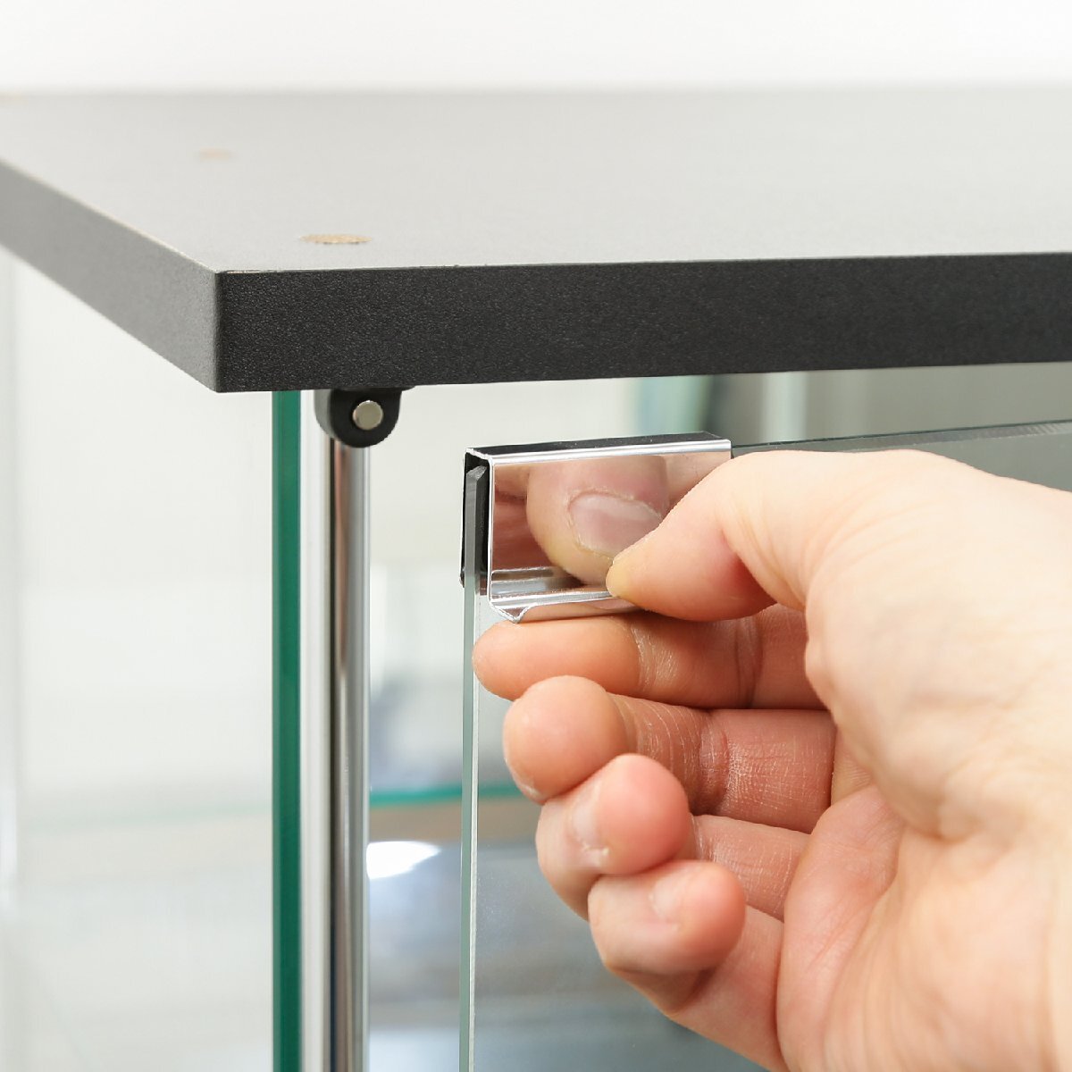 送料無料 見せる収納 コレクションケース ガラス ショーケース キャビネット 2段 飾り棚 収納棚 背面ミラー 幅43cm奥行37cm高さ45cm 新品_画像4