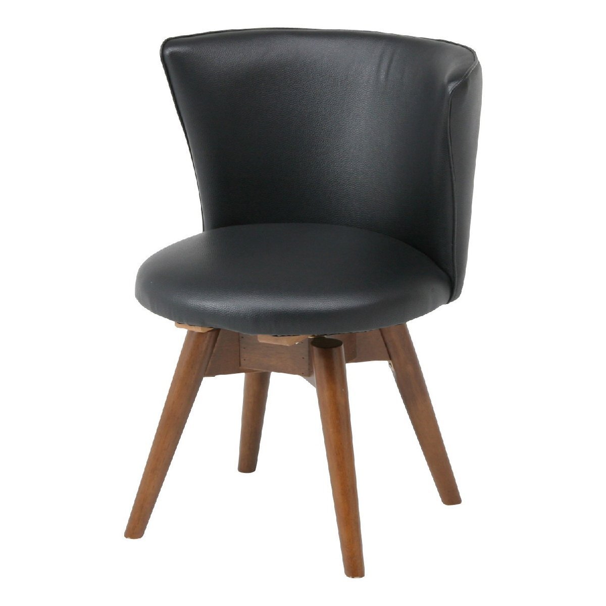送料無料 ダイニングチェア 座面回転式 天然木ラバーウッド脚部 イス 椅子 食卓 おしゃれ インテリア 幅50cm 座面高40cm ブラック 黒 新品_画像1