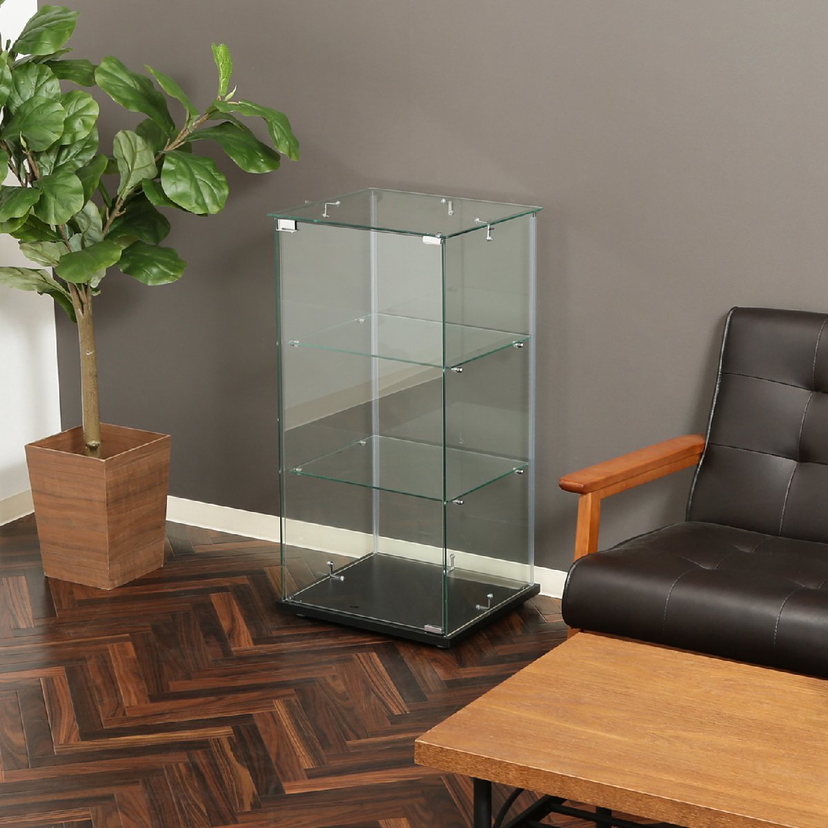 送料無料 見せる収納 コレクションケース ガラス ショーケース キャビネット 3段 飾り棚 収納棚 インテリア 幅43cm奥行37cm高さ85cm 新品_画像3