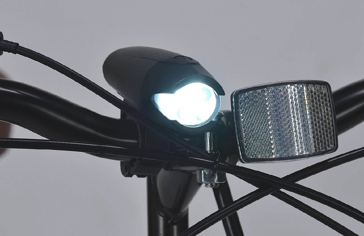 送料無料 折り畳み自転車 20インチ シマノ製6段変速ギア バスケット LEDライト ホルダ付ワイヤーロック PL保険加入済 グリーンフォレ 新品_画像7