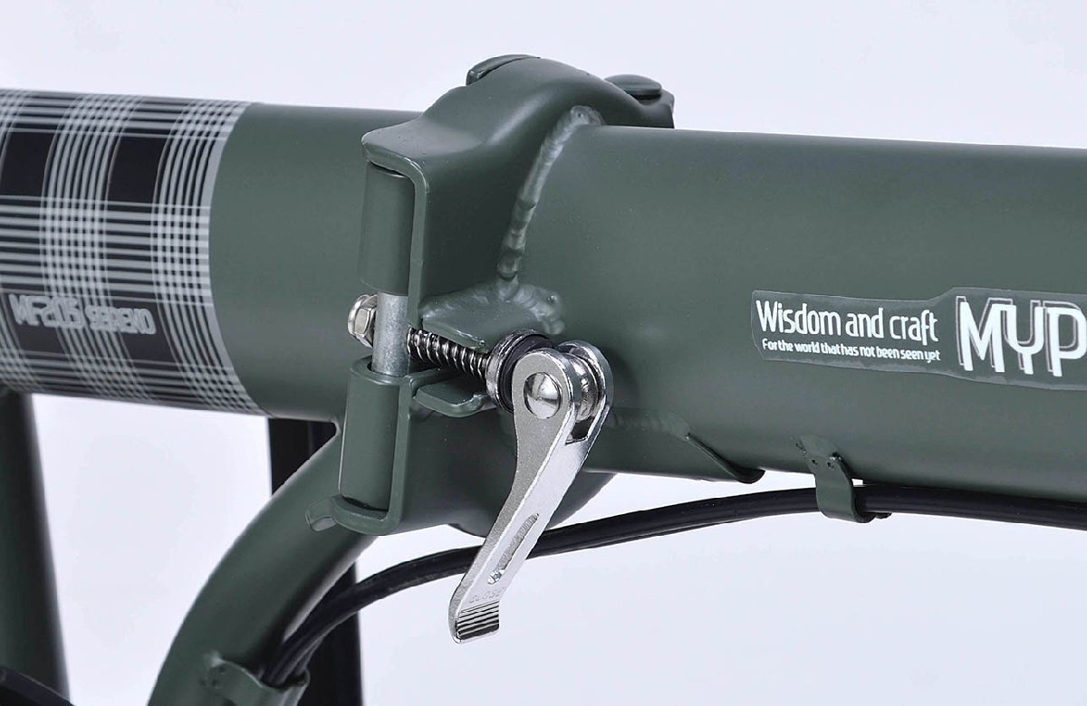 送料無料 折り畳み自転車 20インチ シマノ製6段変速ギア バスケット LEDライト ホルダ付ワイヤーロック PL保険加入済 グリーンフォレ 新品_画像6