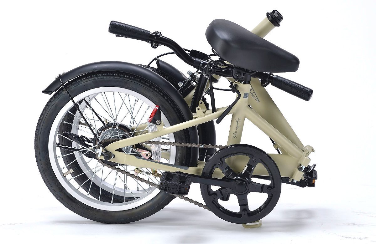 送料無料 折り畳み自転車 16インチ ちょい乗りサイクリング コンパクト自転車 PL保険加入済み 適応身長135cm以上 サンドベージュ 新品_画像2