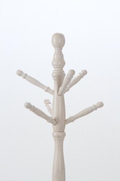 送料無料/極太 木製ラバーウッド ポール コートハンガー ハンガーラック アンティーク風 家具 インテリア 幅51cm 高さ183cm ホワイト/新品_画像2