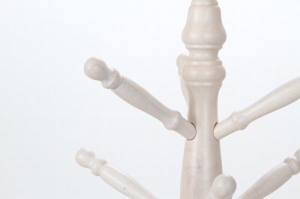 送料無料/極太 木製ラバーウッド ポール コートハンガー ハンガーラック アンティーク風 家具 インテリア 幅51cm 高さ183cm ホワイト/新品_画像1