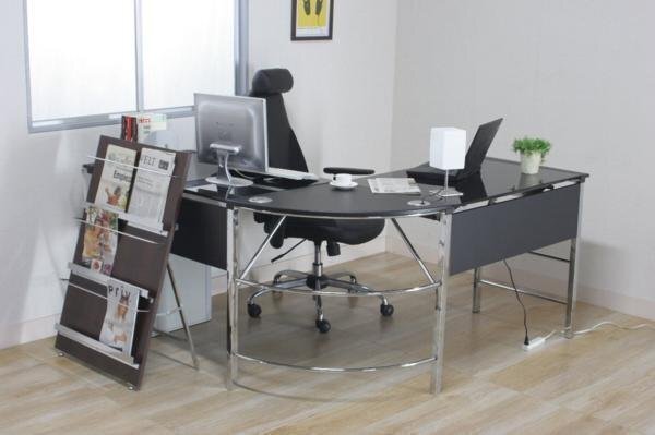  бесплатная доставка / основной Work стол усиленный стекло компьютерный стол угол L type раздвижной клавиатура настольный система стол 3 позиций комплект черный / новый товар 