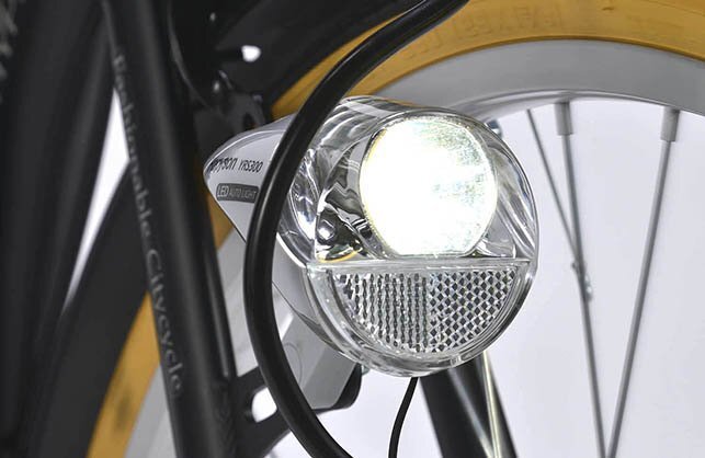 送料無料 折り畳み自転車 26インチ シマノ製6段変速ギア バスケット 自動点灯LEDオートライト リング錠 PL保険加入済 マットブラック 新品_画像3