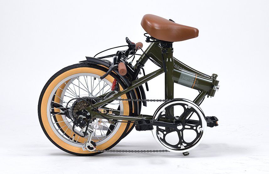 送料無料 折り畳み自転車 16インチ シマノ製サムシフト サイクリング コンパクト自転車 PL保険加入済み 適応身長135cm以上 グレージュ 新品_画像4