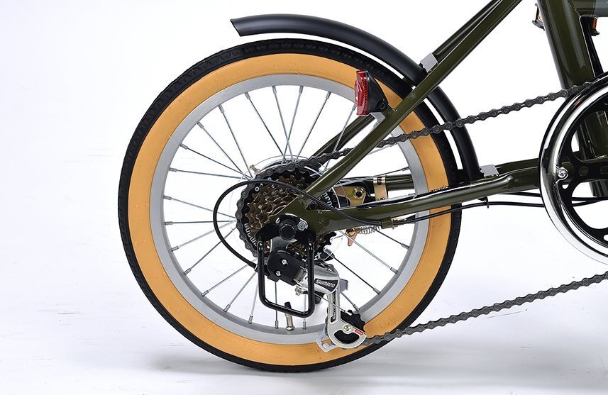 送料無料 折り畳み自転車 16インチ シマノ製サムシフト サイクリング コンパクト自転車 PL保険加入済み 適応身長135cm以上 グレージュ 新品_画像5