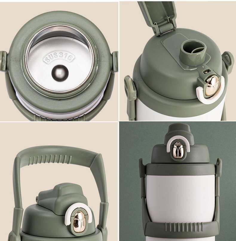 水筒 ボトル スポーツボトル サーモフラスク ステンレス 真空断熱 直飲み ハンドル付き 保温保冷 アウトドア ブラック 未使用 1.5L_画像4