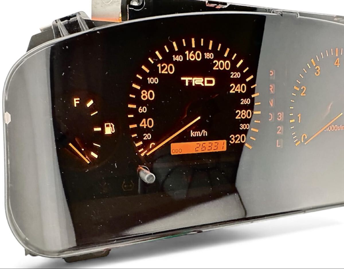 低走行 美品 トヨタ純正 JZX100 チェイサー TRD 320km/h フルスケール スピードメーター 後期型 1JZ-GTE 動作確認済み_画像2