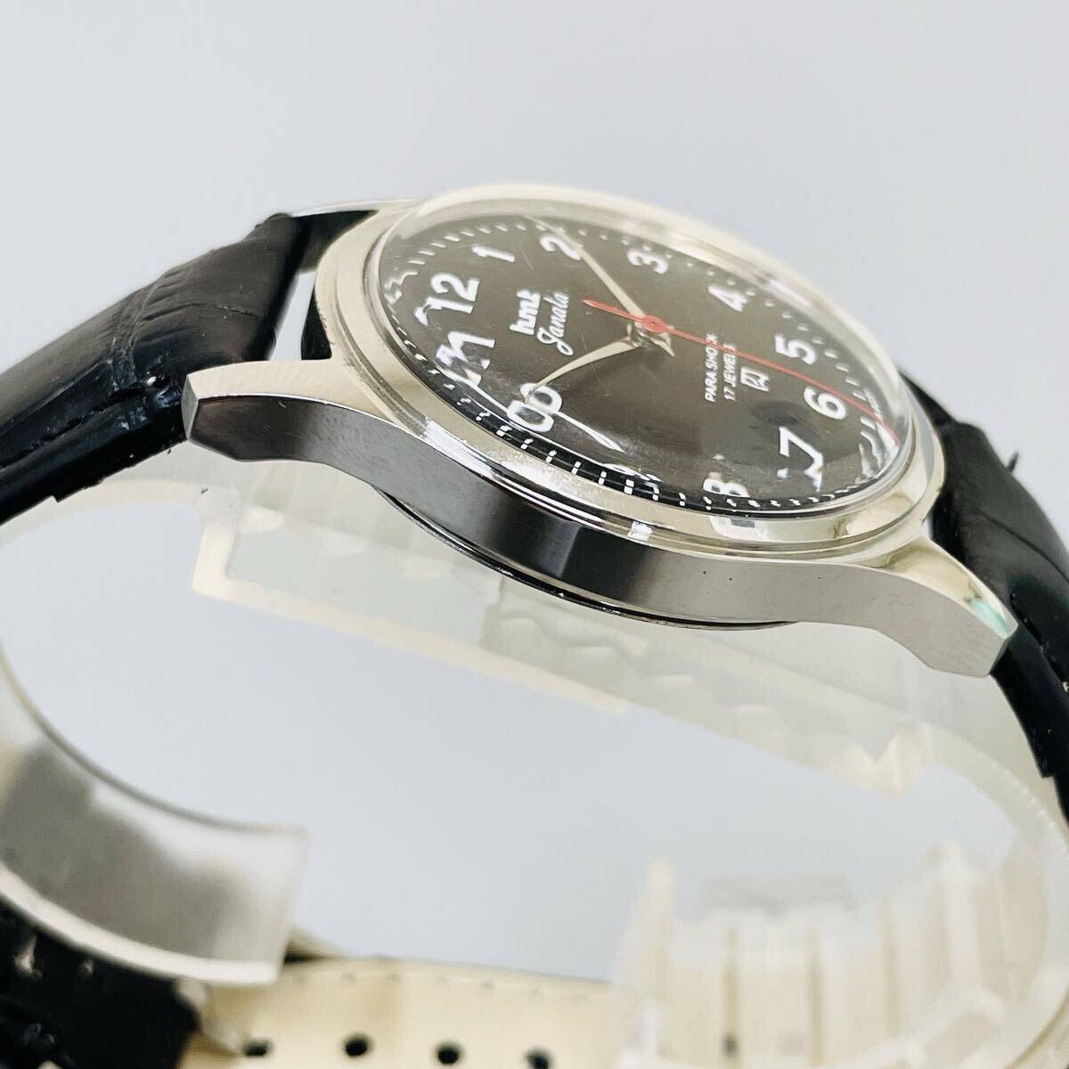 【ブラック】HMT/機械式/手巻き/ウォッチ/メンズ腕時計/ヴィンテージ /1970年代/アンティーク/ブルー/中古品/即日発送 稼働品_画像7