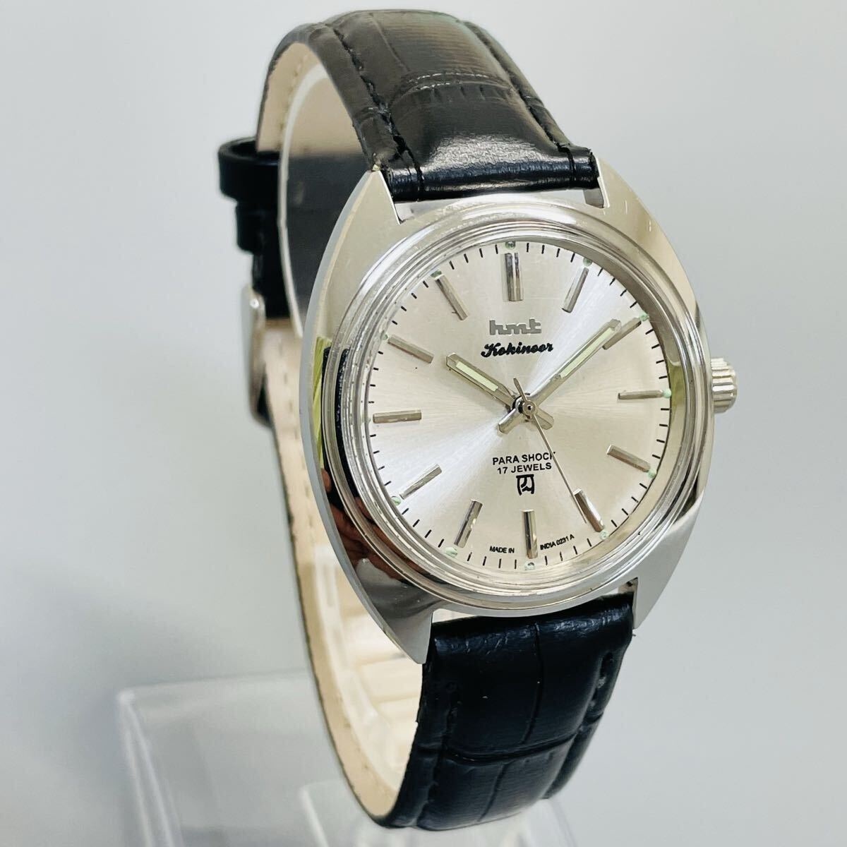 【レトロ】HMT/機械式/手巻き/ウォッチ/メンズ腕時計/ヴィンテージ /1970年代/アンティーク/中古品/即日発送 稼働品 シルバー_画像3