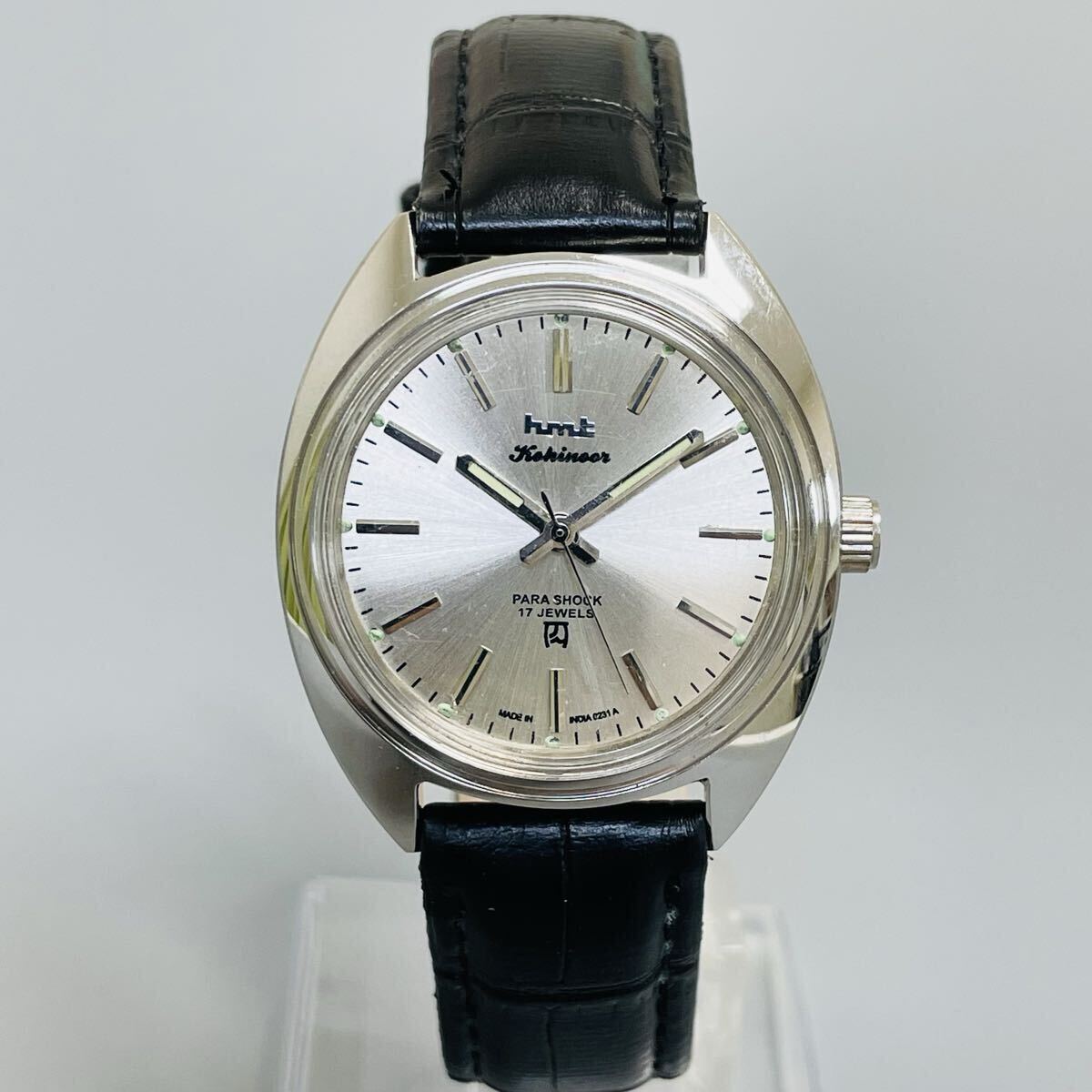 【レトロ】HMT/機械式/手巻き/ウォッチ/メンズ腕時計/ヴィンテージ /1970年代/アンティーク/中古品/即日発送 稼働品 シルバー_画像4