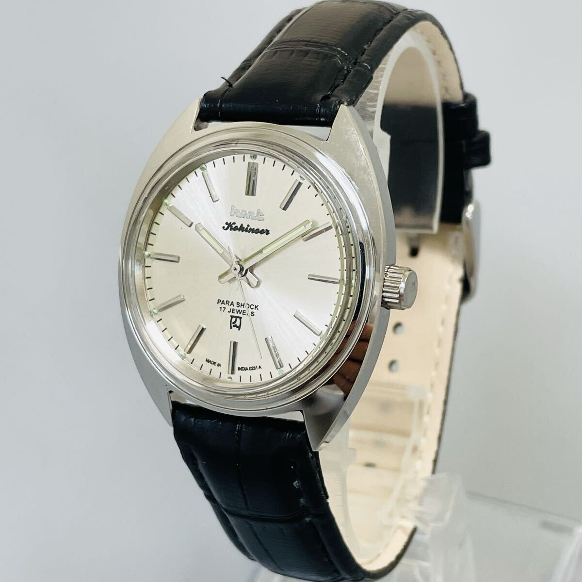 【レトロ】HMT/機械式/手巻き/ウォッチ/メンズ腕時計/ヴィンテージ /1970年代/アンティーク/中古品/即日発送 稼働品 シルバー_画像5