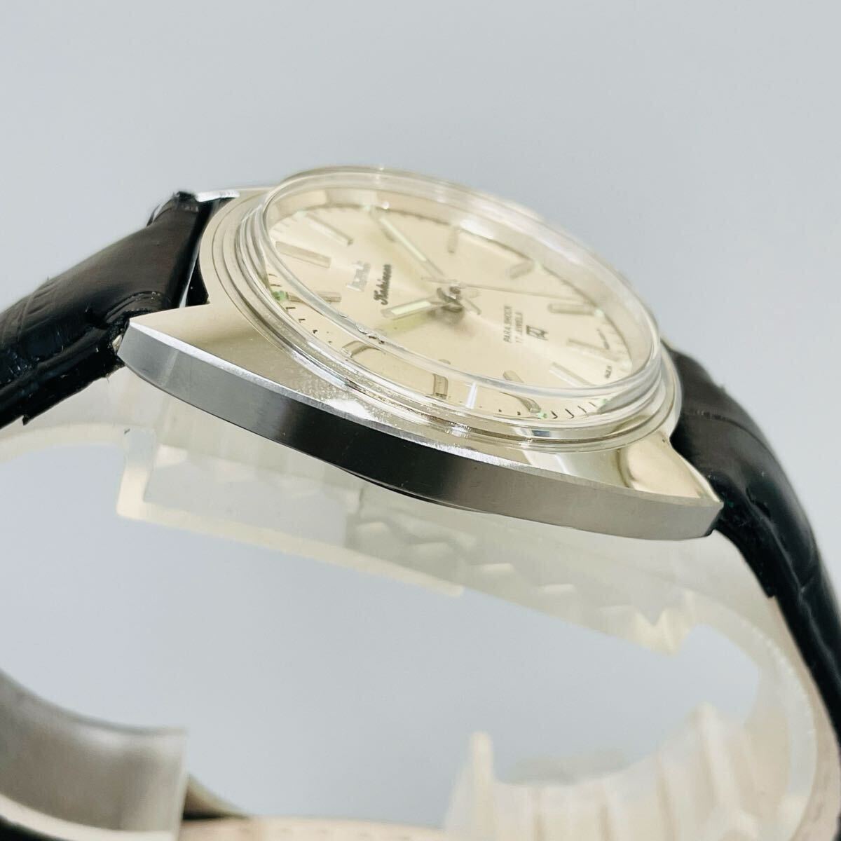 【レトロ】HMT/機械式/手巻き/ウォッチ/メンズ腕時計/ヴィンテージ /1970年代/アンティーク/中古品/即日発送 稼働品 シルバー_画像7