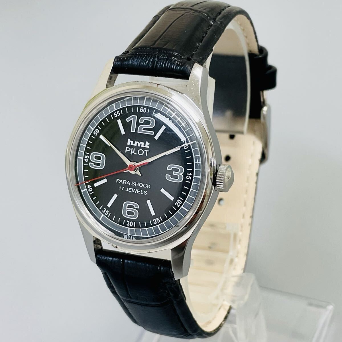 【最強】hmt HMT/機械式/手巻き/ウォッチ/メンズ腕時計/ヴィンテージ /1970年代/アンティーク/中古品/ 稼働/ブラック 匿名配送 ビンテージ_画像5