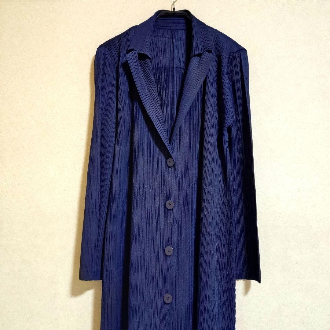 PLEATS PLEASE ISSEY MIYAKE プリーツプリーズ イッセイミヤケ ロングシャツカーディガン コート レディース3 紺 ネイビー_画像2