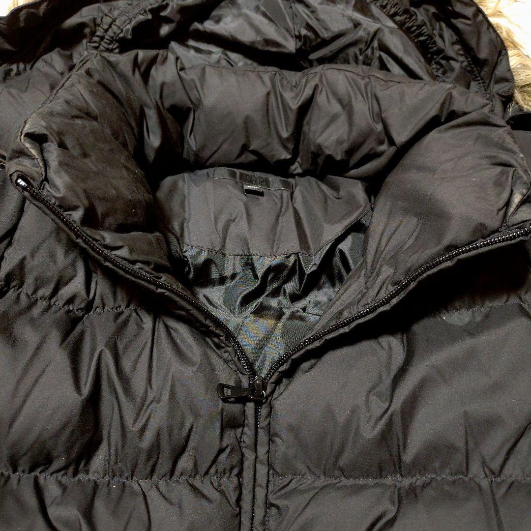 レディースM オールドユニクロ ファーフード ダウンコート 黒ブラック_画像4
