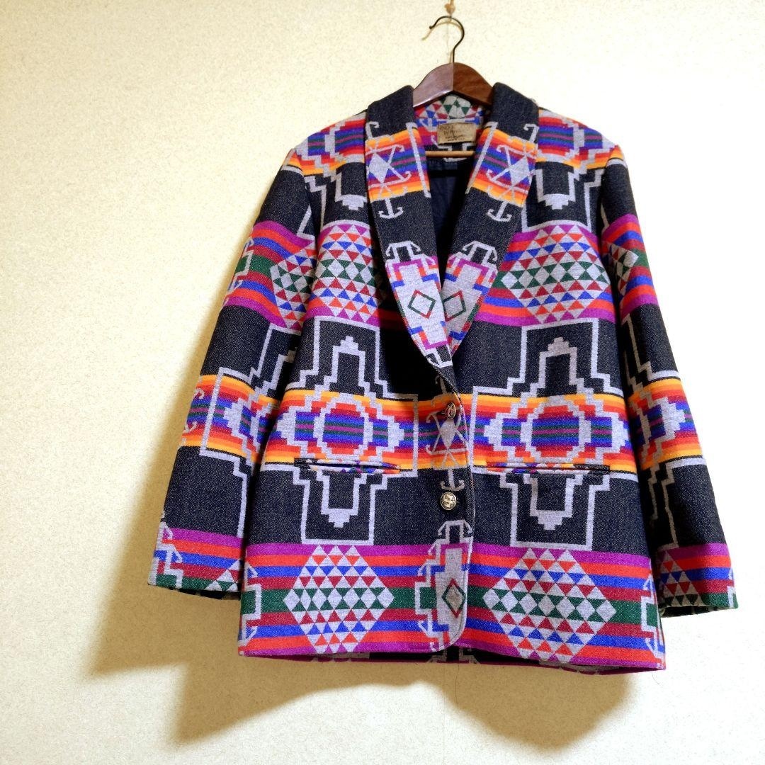 レディースL Pendleton ペンドルトン USAヴィンテージ ネイティブチマヨ柄ジャケット_画像1
