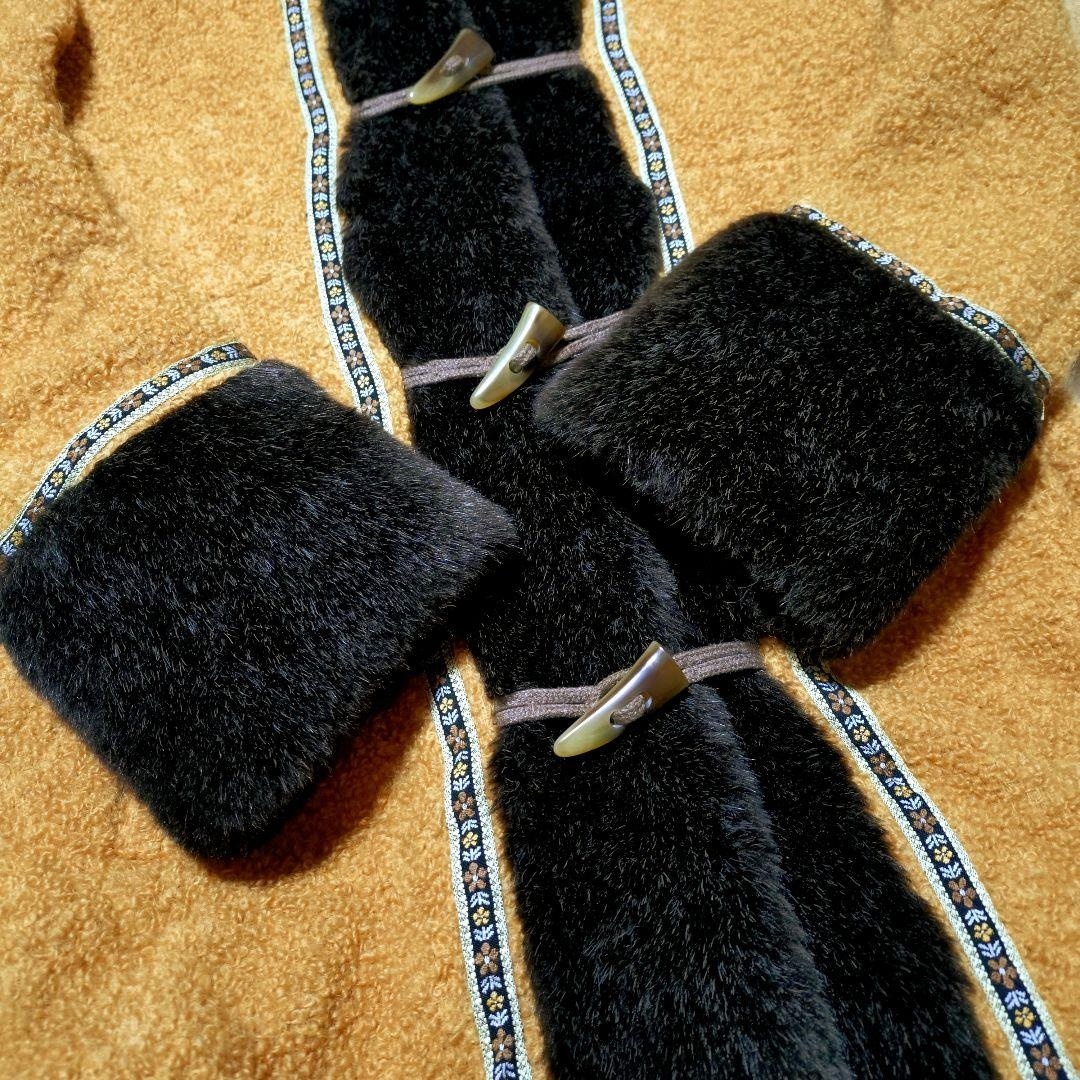 レディース フェイクファーフードボヘミアンウールロングダッフルコート ヴィンテージ_画像6