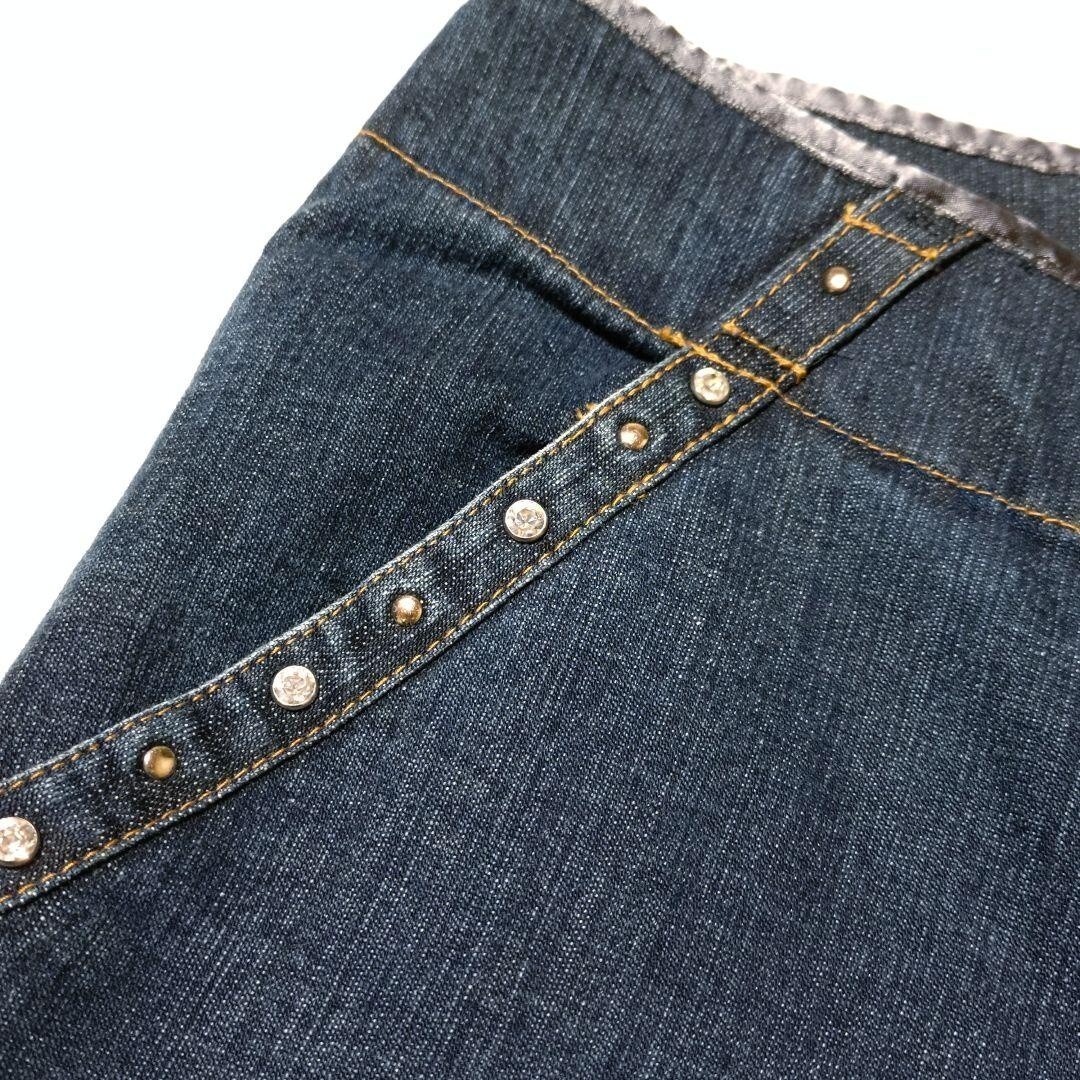 レディースL INGEBORG インゲボルグ ラインストーン ブーツカットフレアデニムパンツ_画像4