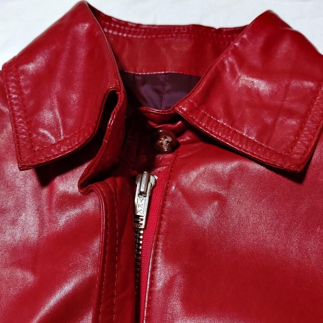 本革羊革シープレザージャケット シングルライダース赤レッド レディース_画像4