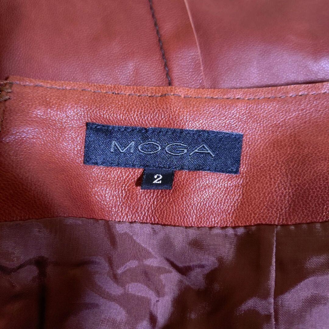 MOGA モガ 本革羊革シープレザー膝丈フレアスカート 茶ブラウン レディース_画像7