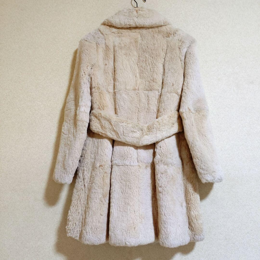 リアルラビットファー ロング毛皮コート ヴィンテージ古着 昭和レトロ レディース_画像3