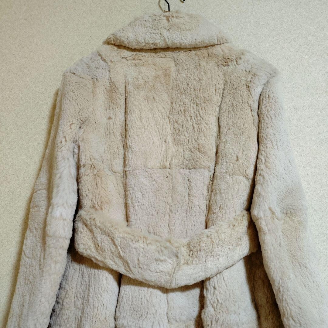 リアルラビットファー ロング毛皮コート ヴィンテージ古着 昭和レトロ レディース_画像4