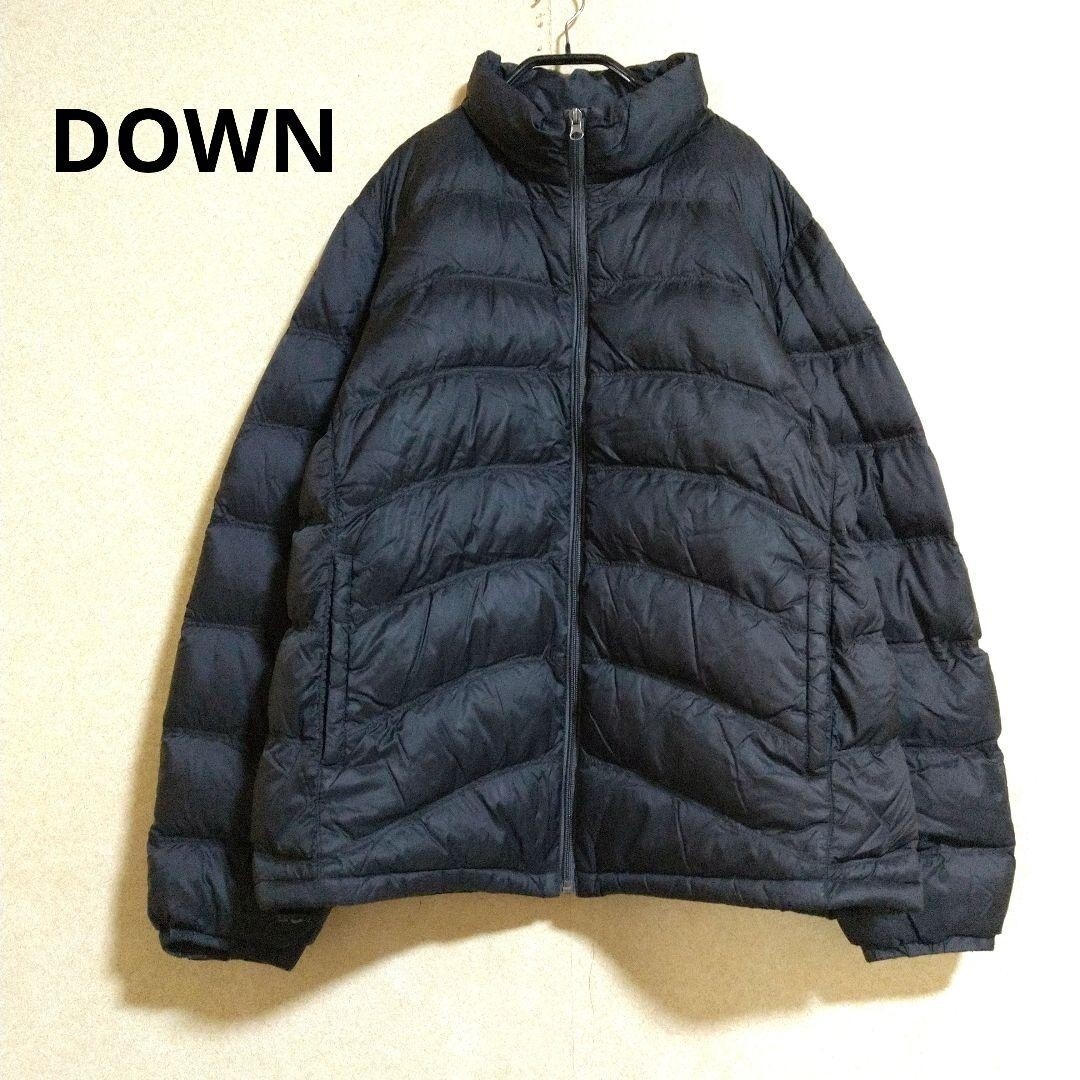 メンズLL ライトダウンジャケット 黒ブラック 軽量コンパクトインナー 大きいサイズ_画像1