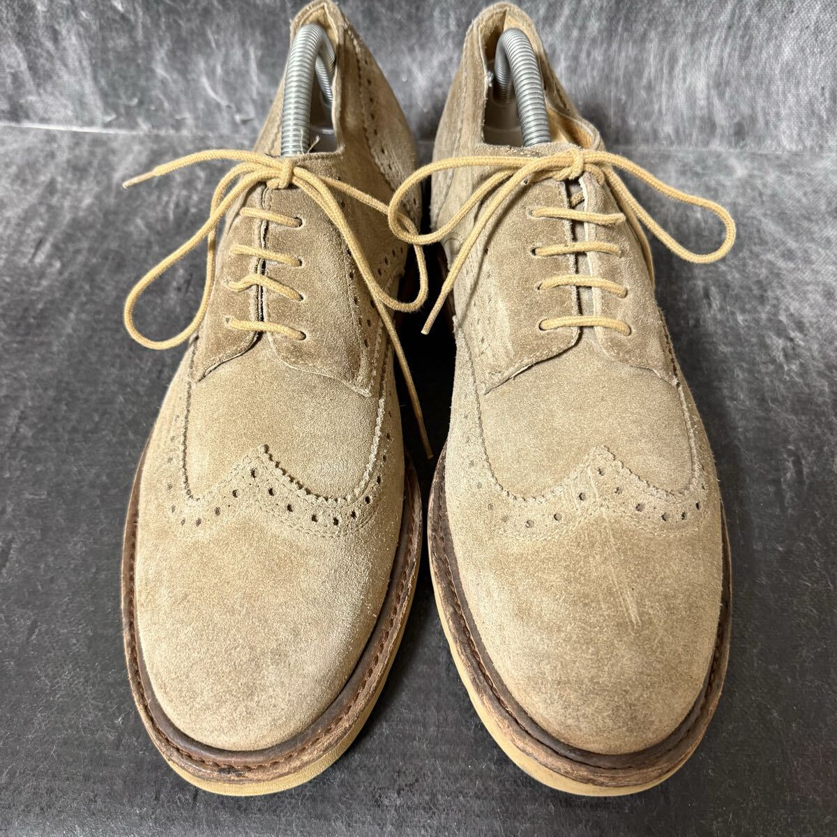 FRYE フライ ウイングチップ カジュアルシューズ ビジネスシューズ スエード レースアップシューズ グレージュ 8 1/2 D 26.5cm相当 ＊EJ_画像2